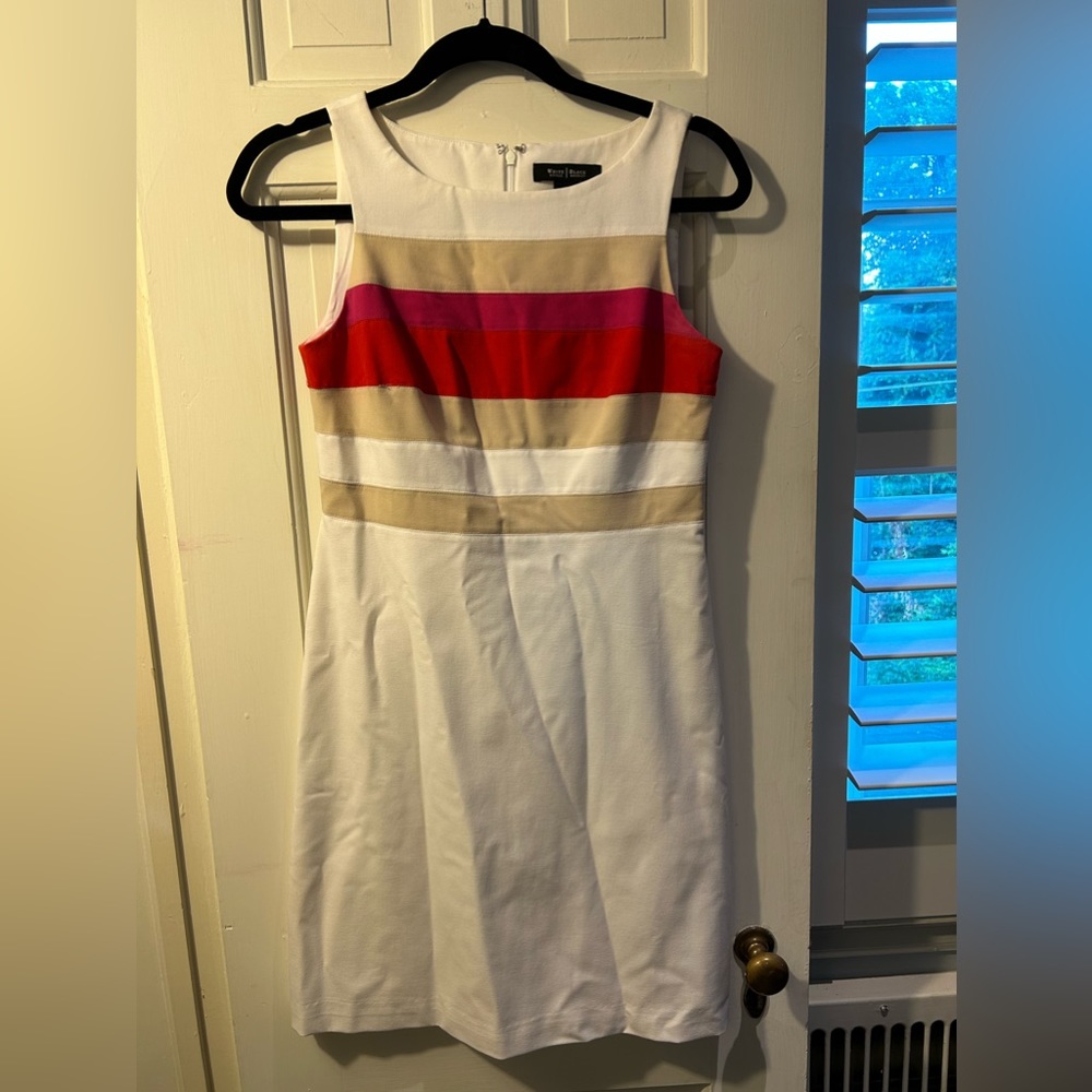 WHBM White Dress with Stripes